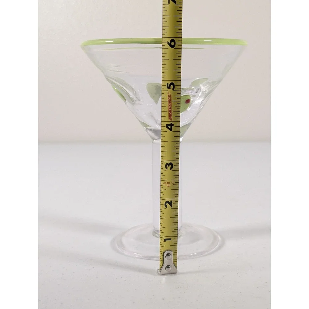 Anthropologie Dupe Green Olive Martini Glasses Cocktail Barware Home Bar Cart